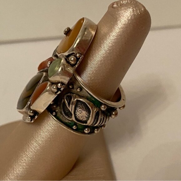 ECHO OF THE DREAMER RING STERLING SILVER MULTI COLOR STONES SIZE 7 15.9g - Picture 7 of 12